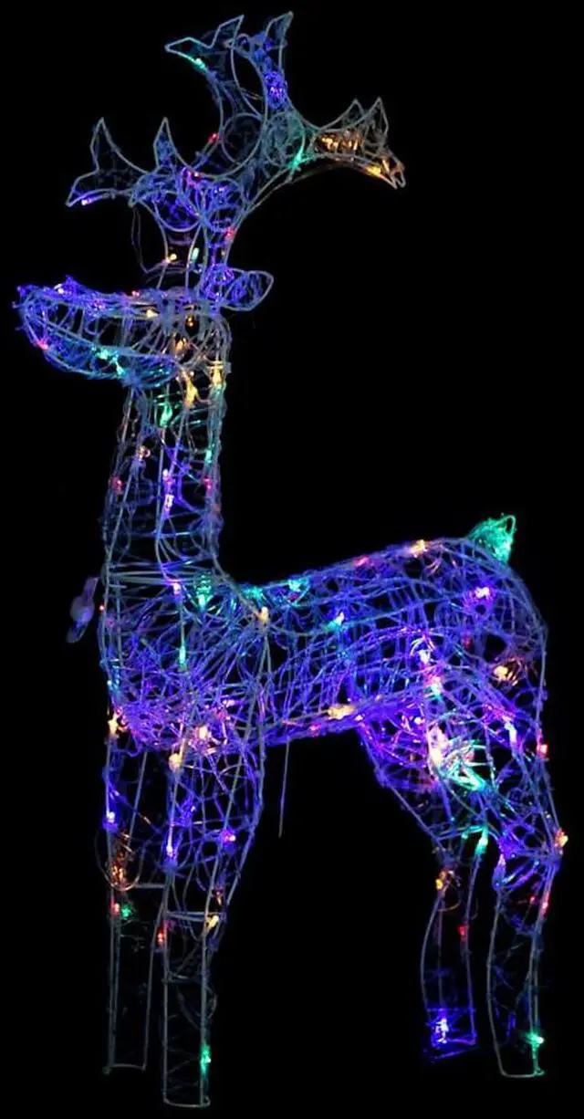 Alt view image 5 of 7 - vidaXL Reindeer Christmas Decoration 90 LEDs 23.6"x6.3"x39.4" Acrylic