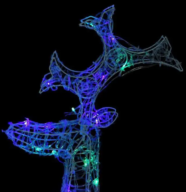 Alt view image 6 of 7 - vidaXL Reindeer Christmas Decoration 90 LEDs 23.6"x6.3"x39.4" Acrylic