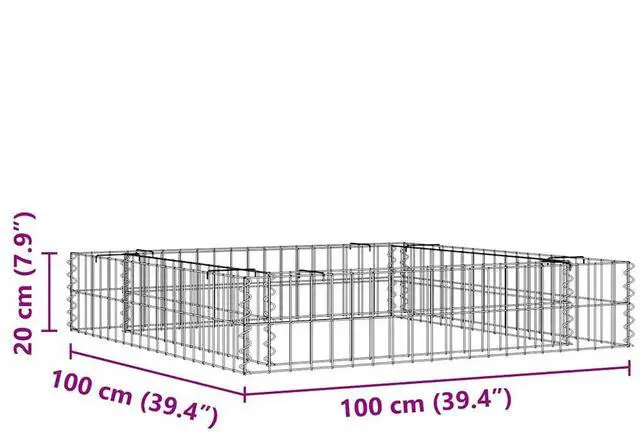 Alt view image 4 of 7 - vidaXL Gabion Raised Bed Galvanized Steel 39.4" Outdoor Patio Basket Planter