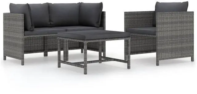Main image of vidaXL 4 Piece Patio Sofa Set with Cushions Poly Rattan Gray