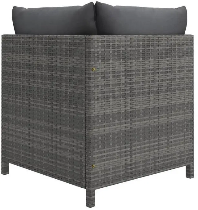 Alt view image 5 of 7 - vidaXL 4 Piece Patio Sofa Set with Cushions Poly Rattan Gray