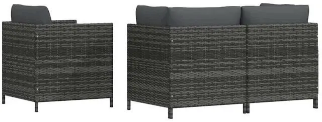Alt view image 6 of 7 - vidaXL 4 Piece Patio Sofa Set with Cushions Poly Rattan Gray