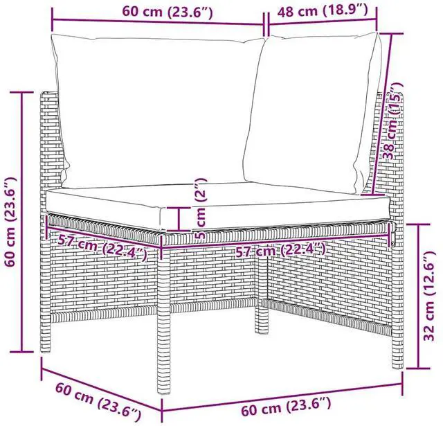 Alt view image 4 of 7 - vidaXL 4 Piece Patio Sofa Set with Cushions Poly Rattan Gray