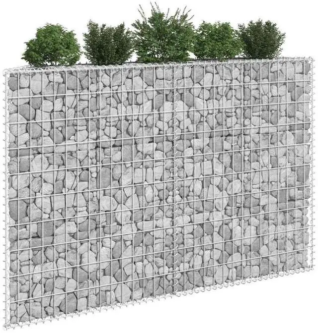 Alt view image 5 of 7 - vidaXL Trapezium Gabion Raised Bed Galvanized Steel 59.1"x7.9"x39.4"