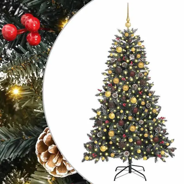 Alt view image 2 of 7 - vidaXL Artificial Christmas Tree with 300 LEDs Green 99 x 99 x 180 cm
