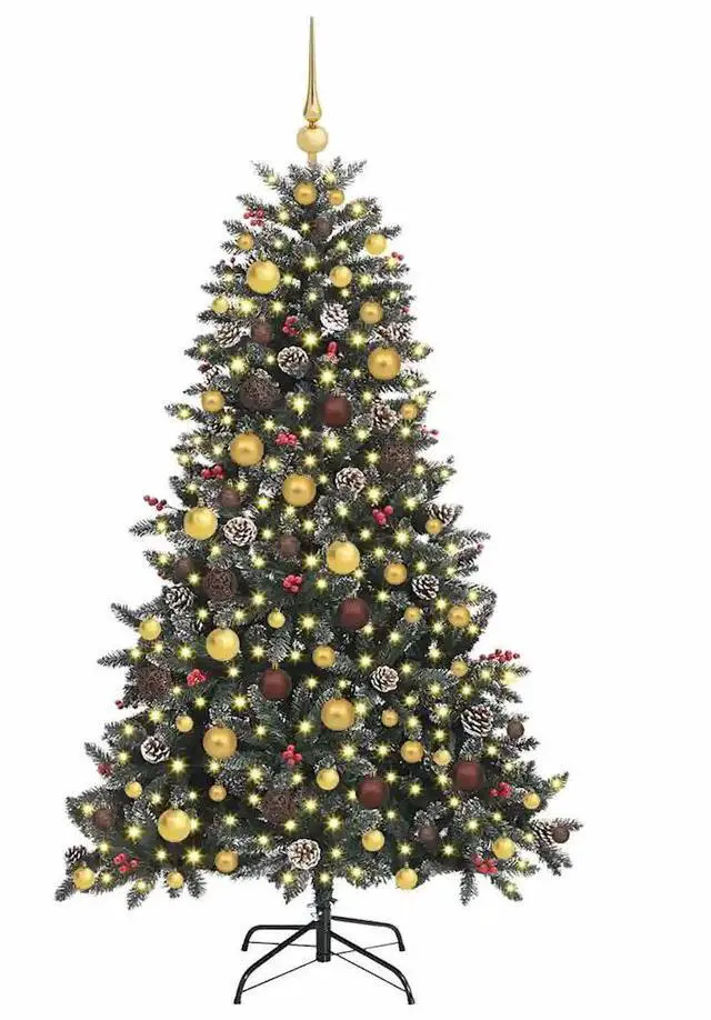 Alt view image 3 of 7 - vidaXL Artificial Christmas Tree with 300 LEDs Green 99 x 99 x 180 cm
