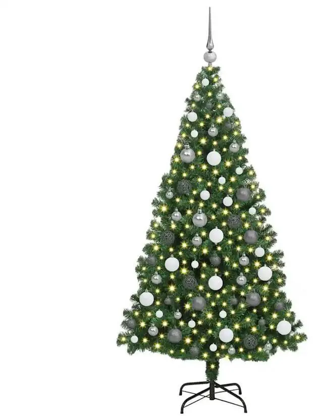 Alt view image 3 of 7 - vidaXL Artificial Christmas Tree Green 70.9" PVC and Steel and Plastic