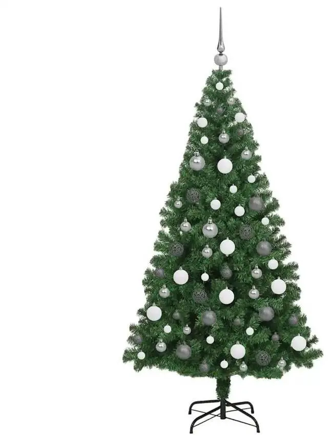 Alt view image 5 of 7 - vidaXL Artificial Christmas Tree Green 70.9" PVC and Steel and Plastic