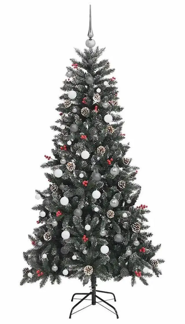 Alt view image 5 of 7 - vidaXL Artificial Christmas Tree with Stand Green 114 x 114 x 210 cm