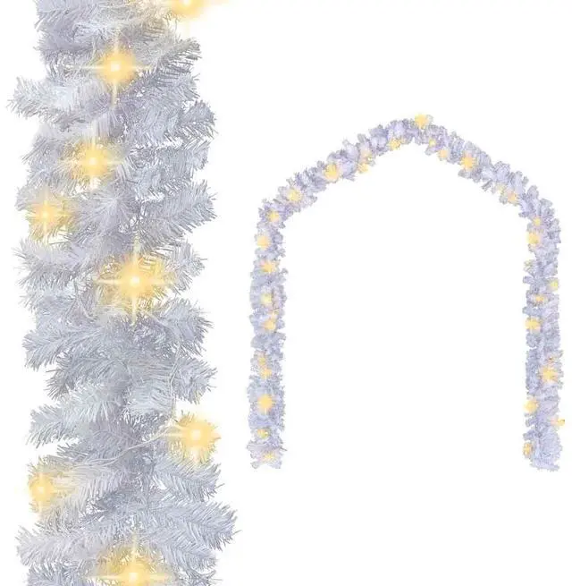 Alt view image 7 of 7 - vidaXL Christmas Garland Decoration Artificial Garland with LED Lights White