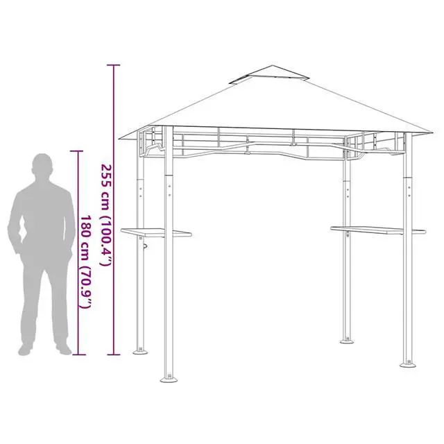 Alt view image 7 of 7 - vidaXL BBQ Gazebo 7.9'x4.9'x8.4' Anthracite Steel