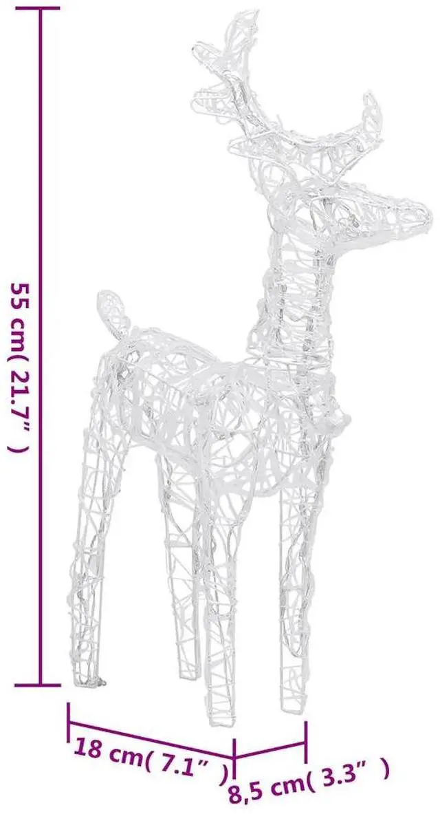 Alt view image 4 of 7 - vidaXL Christmas Reindeers 2 Pcs Light Display with 80 LEDs Cold White Acrylic