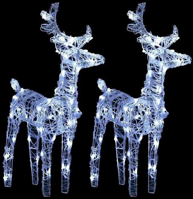 Alt view image 3 of 7 - vidaXL Christmas Reindeers 2 Pcs Light Display with 80 LEDs Cold White Acrylic