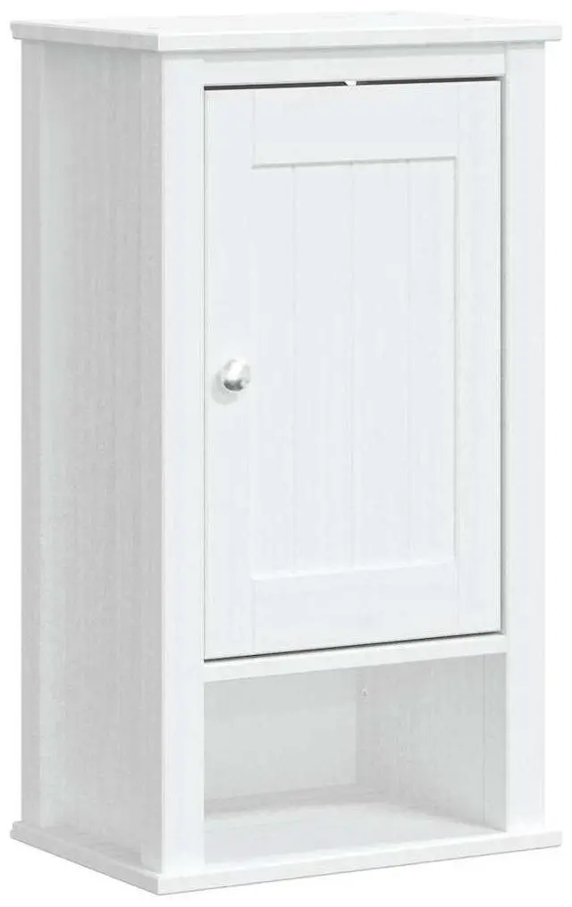 Alt view image 2 of 7 - vidaXL Bathroom Wall Cabinet "BERG", Bathroom Wall Cupboard Solid Wood Pine, Wall Mounted Bathroom Cabinet with Metal Handle, 15,7''x10,6''x28,1'', White