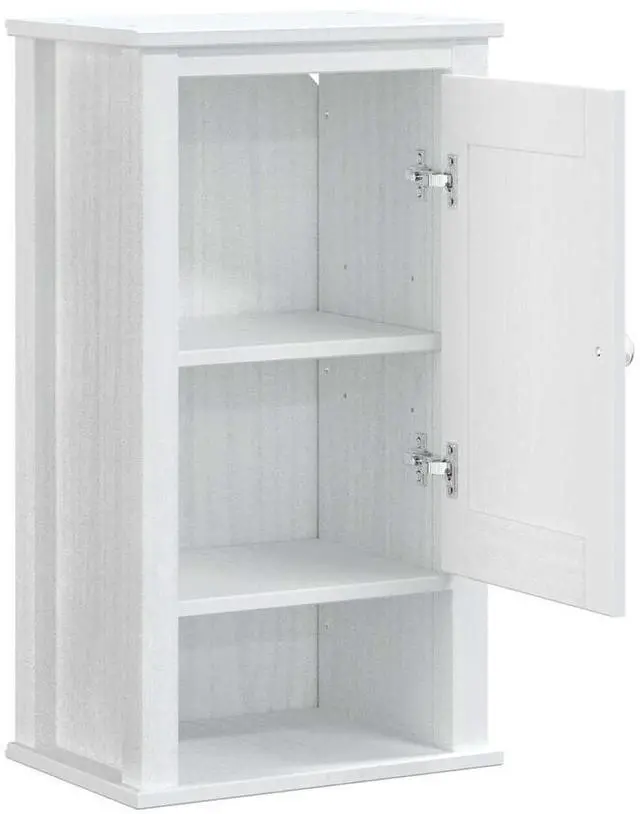 Alt view image 5 of 7 - vidaXL Bathroom Wall Cabinet "BERG", Bathroom Wall Cupboard Solid Wood Pine, Wall Mounted Bathroom Cabinet with Metal Handle, 15,7''x10,6''x28,1'', White