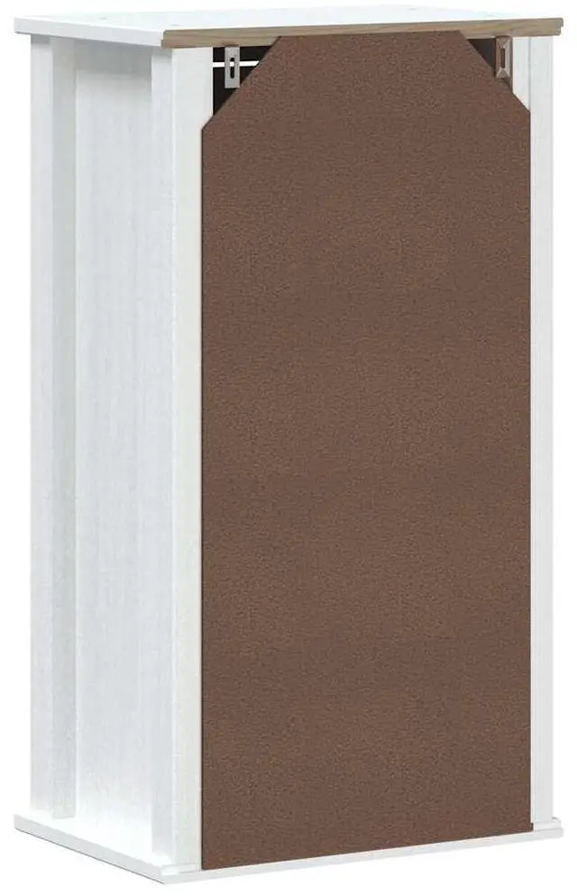 Alt view image 7 of 7 - vidaXL Bathroom Wall Cabinet "BERG", Bathroom Wall Cupboard Solid Wood Pine, Wall Mounted Bathroom Cabinet with Metal Handle, 15,7''x10,6''x28,1'', White