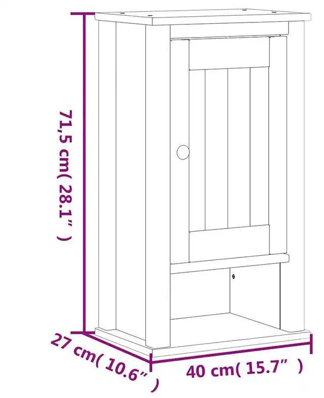Alt view image 4 of 7 - vidaXL Bathroom Wall Cabinet "BERG", Bathroom Wall Cupboard Solid Wood Pine, Wall Mounted Bathroom Cabinet with Metal Handle, 15,7''x10,6''x28,1'', White