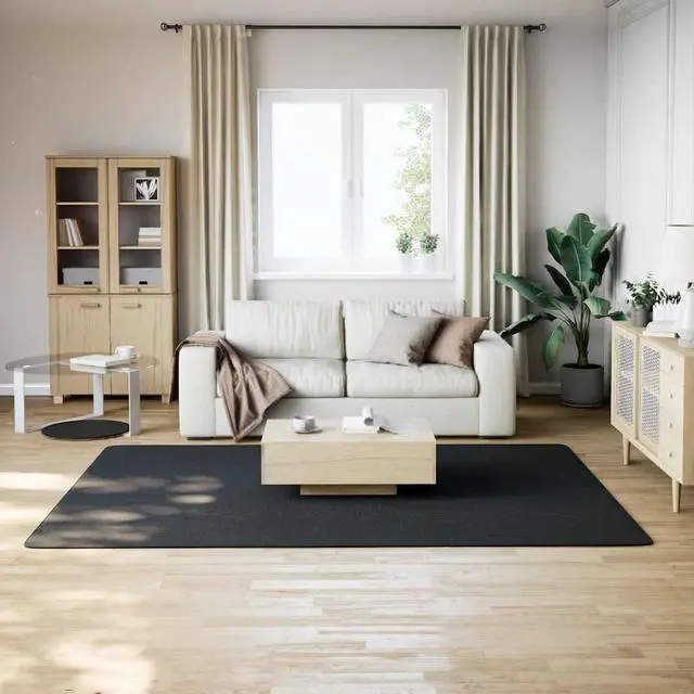 Alt view image 3 of 7 - vidaXL 6.6x9 Ft Rectangular Shaggy Rugs, Fluffy Carpets with Anti-Slip Backing, Indoor Modern Plush Area Rugs for Living Room Bedroom Hallway, Easy-Maintenance Home Decor, Black