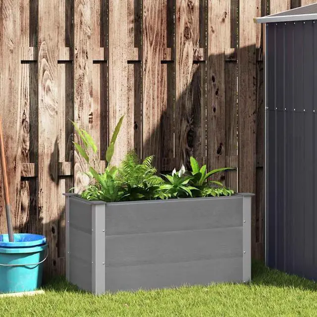 Alt view image 11 of 17 - vidaXL Garden Raised Bed WPC 39.4"x19.7"x21.3" Gray