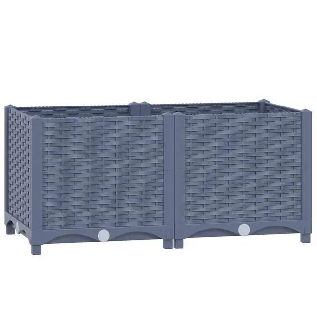 Alt view image 2 of 7 - vidaXL Raised Bed Blue Grey Polypropylene Medium Durable Raised Bed