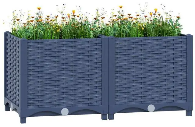 Main image of vidaXL Raised Bed Blue Grey Polypropylene Medium Durable Raised Bed