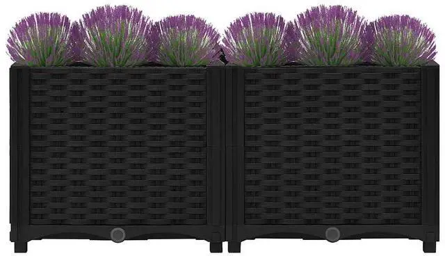 Alt view image 3 of 17 - vidaXL Raised Bed 31.5" Polypropylene Outdoor Garden Planter Flower Box Pot