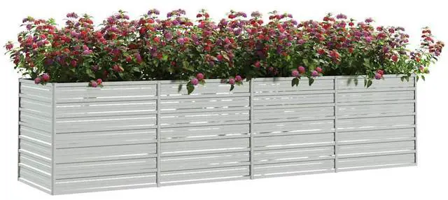 Alt view image 3 of 7 - vidaXL Garden Raised Bed Outdoor Patio Planter Pot Galvanized Steel Silver