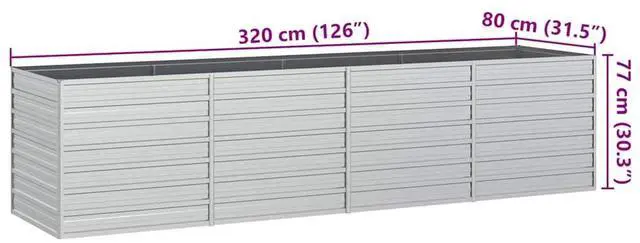 Alt view image 7 of 7 - vidaXL Garden Raised Bed Outdoor Patio Planter Pot Galvanized Steel Silver