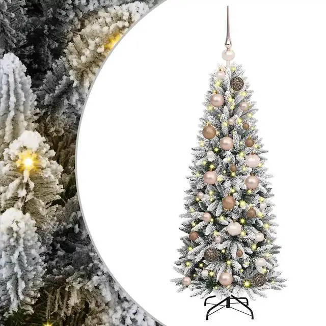 Alt view image 2 of 7 - vidaXL Artificial Christmas Tree with 150 LEDs White 53 x 53 x 120 cm