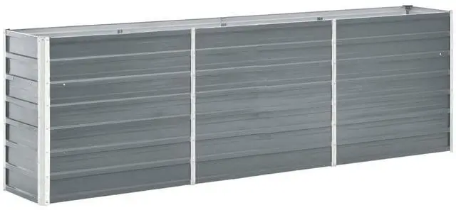 Main image of vidaXL Garden Raised Bed Galvanized Steel 94.5"x15.7"x30.3" Gray