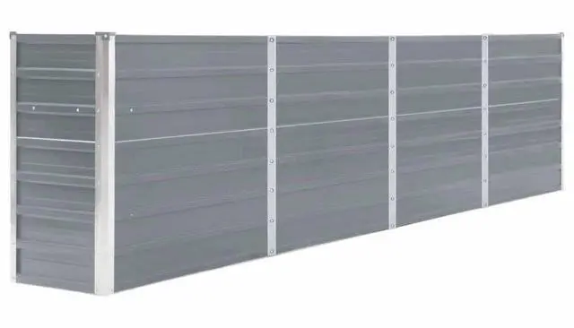 Main image of vidaXL Raised Garden Bed Galvanized Steel Gray Patio Plant Stand Vase Planter