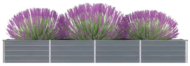 Alt view image 2 of 8 - vidaXL Garden Raised Bed Galvanized Steel 126"x15.7"x17.7" Gray