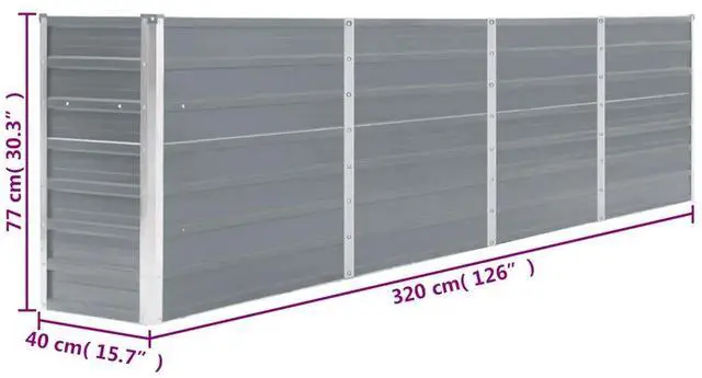 Alt view image 4 of 7 - vidaXL Raised Garden Bed Galvanized Steel Gray Patio Plant Stand Vase Planter