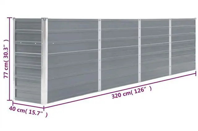 Alt view image 7 of 7 - vidaXL Raised Garden Bed Galvanized Steel Gray Patio Plant Stand Vase Planter