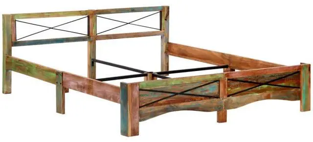 Alt view image 7 of 7 - vidaXL Bed Frame Platform Bed with headboard Solid Reclaimed Wood 70.9"x78.7"