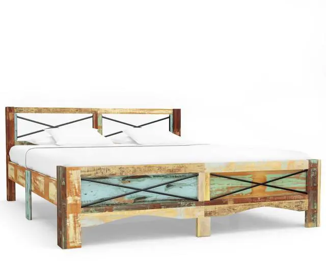 Alt view image 6 of 7 - vidaXL Bed Frame Platform Bed with headboard Solid Reclaimed Wood 70.9"x78.7"