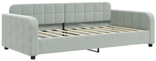 Alt view image 6 of 7 - vidaXL Day Bed Sleeper Sofa Bed with Trundle Light Gray 39.4"x74.8" Velvet