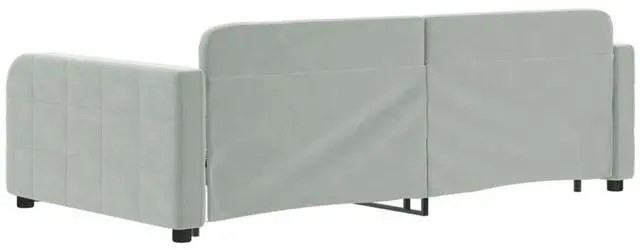 Alt view image 5 of 7 - vidaXL Day Bed Sleeper Sofa Bed with Trundle Light Gray 39.4"x74.8" Velvet