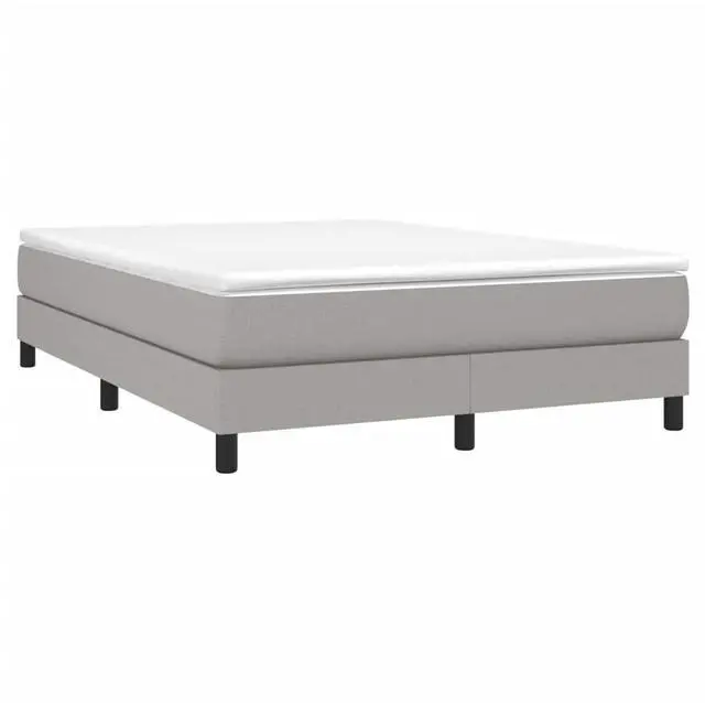 Alt view image 7 of 18 - vidaXL Bed Frame Light Gray Polyester, Plywood, Engineered wood Full