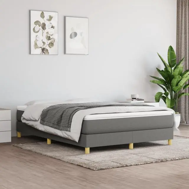 Alt view image 7 of 17 - vidaXL Bed Frame Platform Bed for Bedroom Dark Gray 53.9"x74.8" Full Fabric