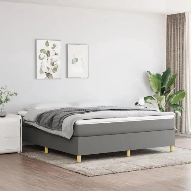 Alt view image 16 of 16 - vidaXL Bed Frame Box Spring Bed Frame Dark Gray 72"x83.9" California King Fabric