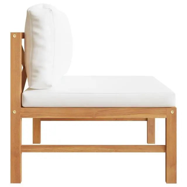 Alt view image 12 of 15 - vidaXL Middle Sofa with Cream Cushions Solid Teak Wood