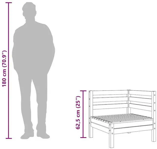 Alt view image 14 of 14 - vidaXL Patio Corner Sofa Solid Pinewood