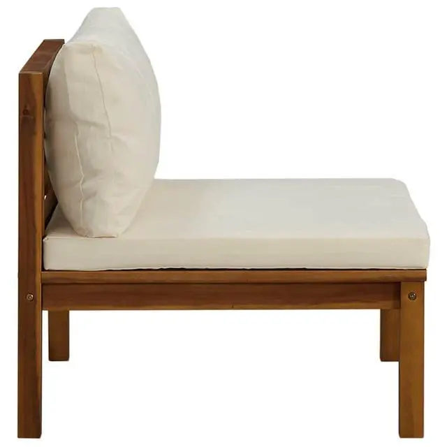Alt view image 16 of 18 - vidaXL Sectional Middle Sofa with Cream White Cushion Acacia Wood