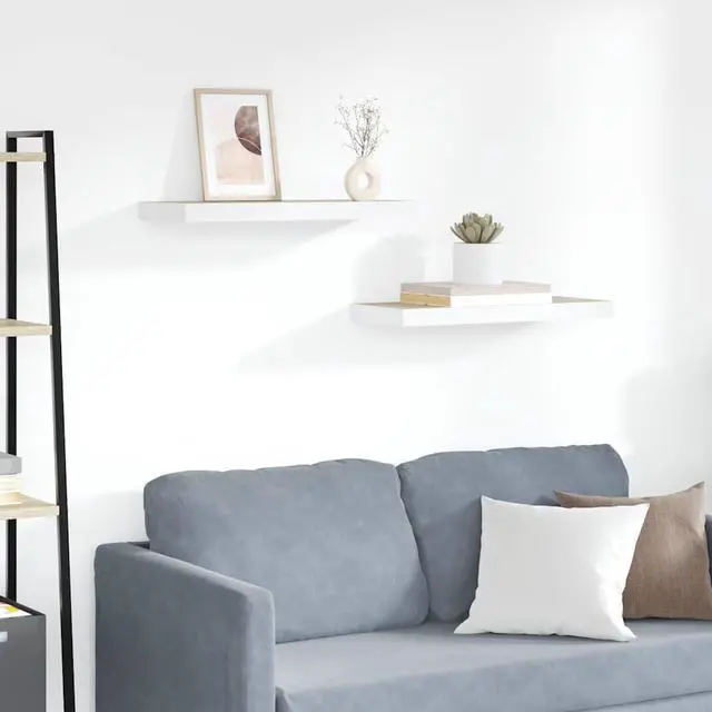 Main image of vidaXL Wall Shelves Floating Display Shelves for DVDs 2 Pcs Oak and White