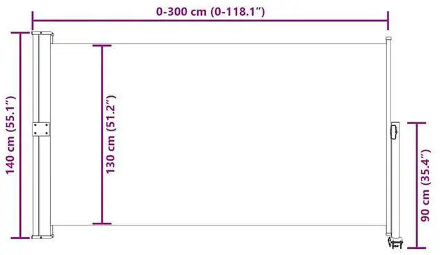 Alt view image 12 of 15 - vidaXL Patio Retractable Side Awning 55.1"x118.1" Cream