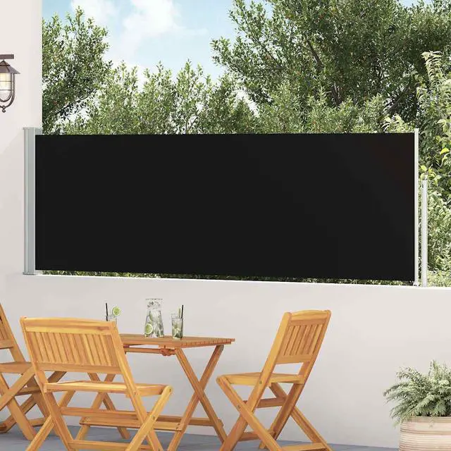 Main image of vidaXL Patio Retractable Side Awning 39.4"x197" Black Sunshade Privacy Divider