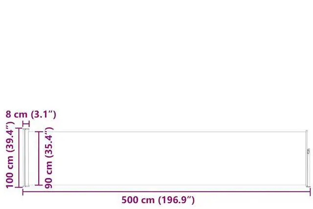 Alt view image 4 of 15 - vidaXL Patio Retractable Side Awning 39.4"x197" Black Sunshade Privacy Divider