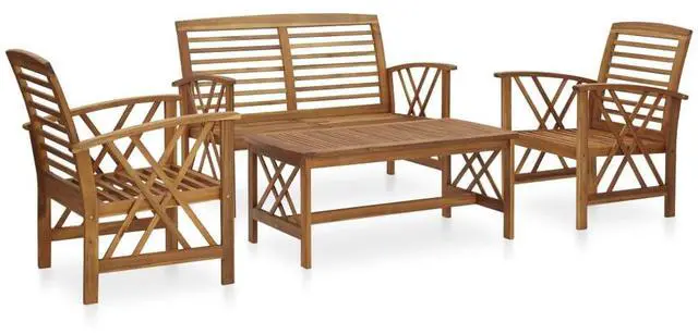 Main image of vidaXL Patio Furniture Set 4 Piece Bench Seat with Table Solid Acacia Wood