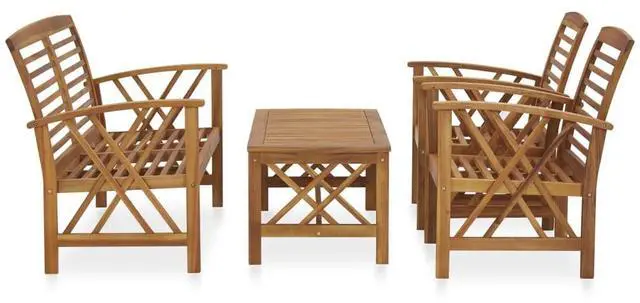 Alt view image 2 of 7 - vidaXL Patio Furniture Set 4 Piece Bench Seat with Table Solid Acacia Wood